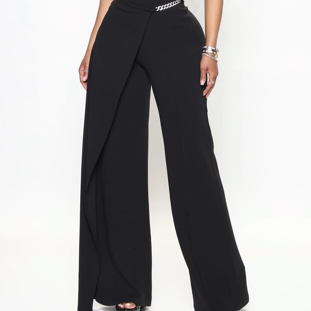 Fashionnova with elegance wide leg pants black